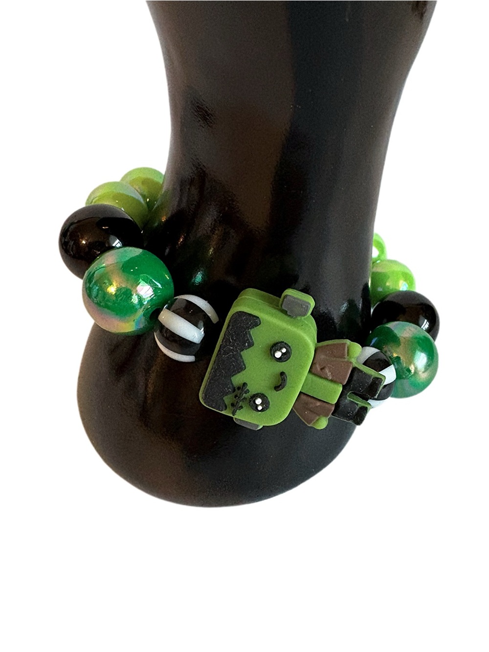 Handmade Baby Frankenstein Charm Beaded Stretch Bracelet - Picture 4 of 5